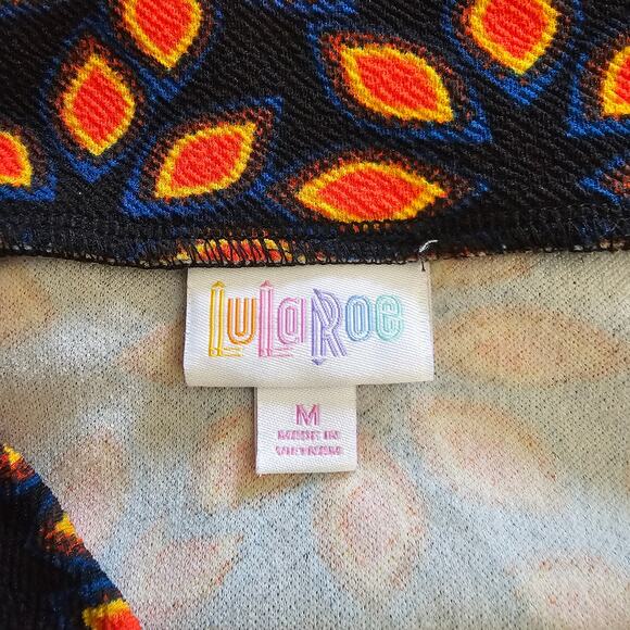 LuLaRoe Cassie Pull On Pencil Straight SKIRT Black Orange Floral Women's Medium - Picture 3 of 4